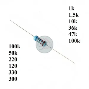 Resistencia de 1/4W de pelicula metalica, 50 unds